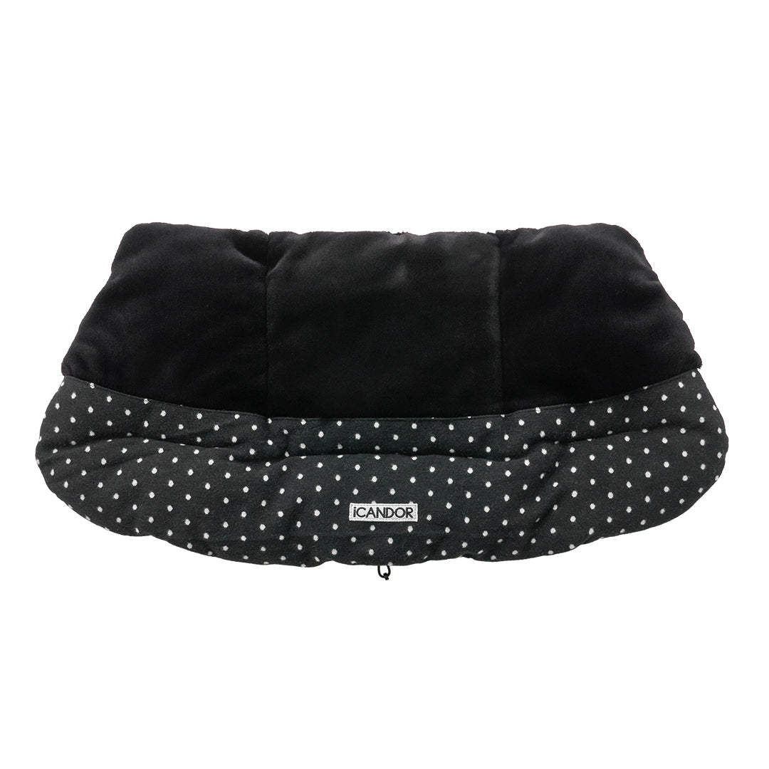 iCANDOR Urban Shield Cushion in Polka Dot: front view with black eco-fur lining