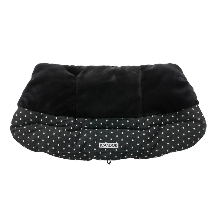 iCANDOR Urban Shield Cushion in Polka Dot: front view with black eco-fur lining