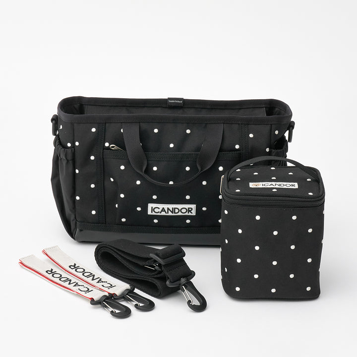 Urban Stroll Bag in Polka Dot: with the extra cooler bag, shoulder strap and stroller straps