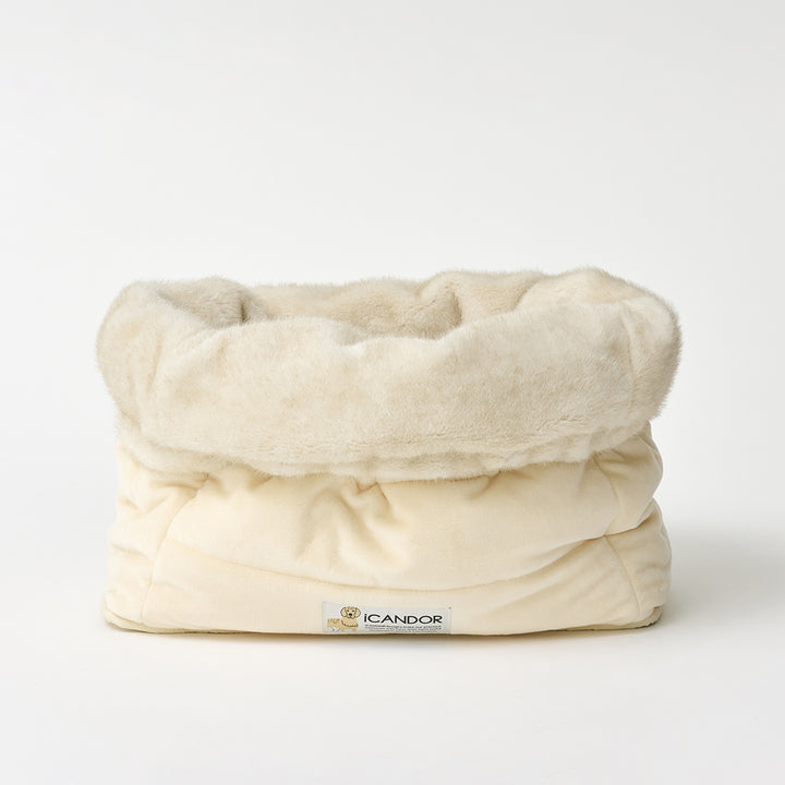 Snuggle Nest: front view with the eco-fur lining folded down