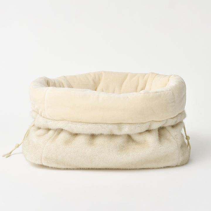 Snuggle Nest: reversed, with the velboa side folded over the eco-fur